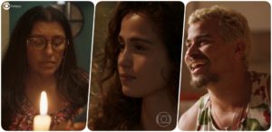 Lurdes, Érica, Ryan na novela Amor de Mãe (Foto: Montagem/TV Foco)