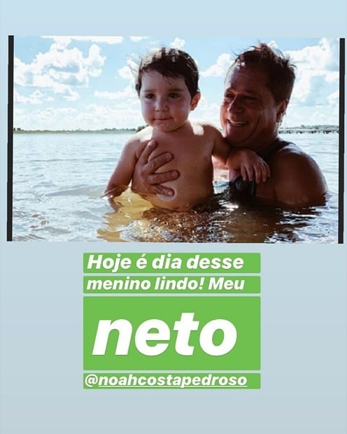 Leonardo com o neto, Noah, filho de Jéssica Costa e Sandro Pedroso (Foto: Reprodução/Instagram)