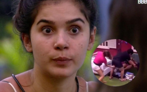 BBB20: Gizelly falou sobre a bronca dada pela produção após ato com Pyong (Foto: Montagem TV Foco/Globoplay)