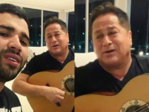 O famoso cantor sertanejo, Gusttavo Lima se tornou um dos principais assuntos na internet após compartilhar um vídeo cantando ao lado de Leonardo nas redes sociais (Foto: Reprodução/Instagram/Montagem TV Foco)