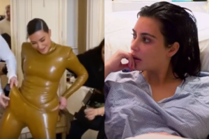 Kim Kardashian faz o que não deve, desloca ombro, preocupa à todos e passa vexame no Paris Fashion Week (Foto: Reprodução)