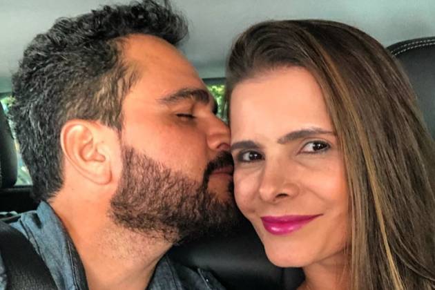 O irmão de Zezé, Luciano Camargo e sua esposa, Flávia Camargo (Reprodução)