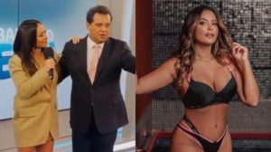 Sabrina Sato deixa Geraldo Luis encabulado ao perguntar sobre Geisy Arruda (Montagem: TV Foco)