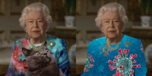 Vestido usado por rainha Elizabeth II durante pronunciamento vira meme na web (Foto: Reprodução)