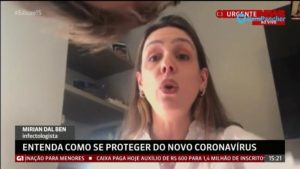 Filho de infectologista roubou a cena durante entrevista na GloboNews (Imagem: Reprodução)