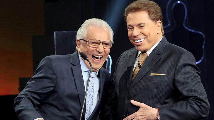 Carlos Alberto de Nóbrega e Silvio Santos no Troféu Imprensa (Foto: SBT)