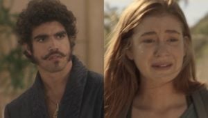 Caio Castro (Dom Pedro I) em Novo Mundo e Marina Ruy Barbosa (Eliza) em Totalmente Demais; audiência em queda (Foto: Reprodução/Globo)