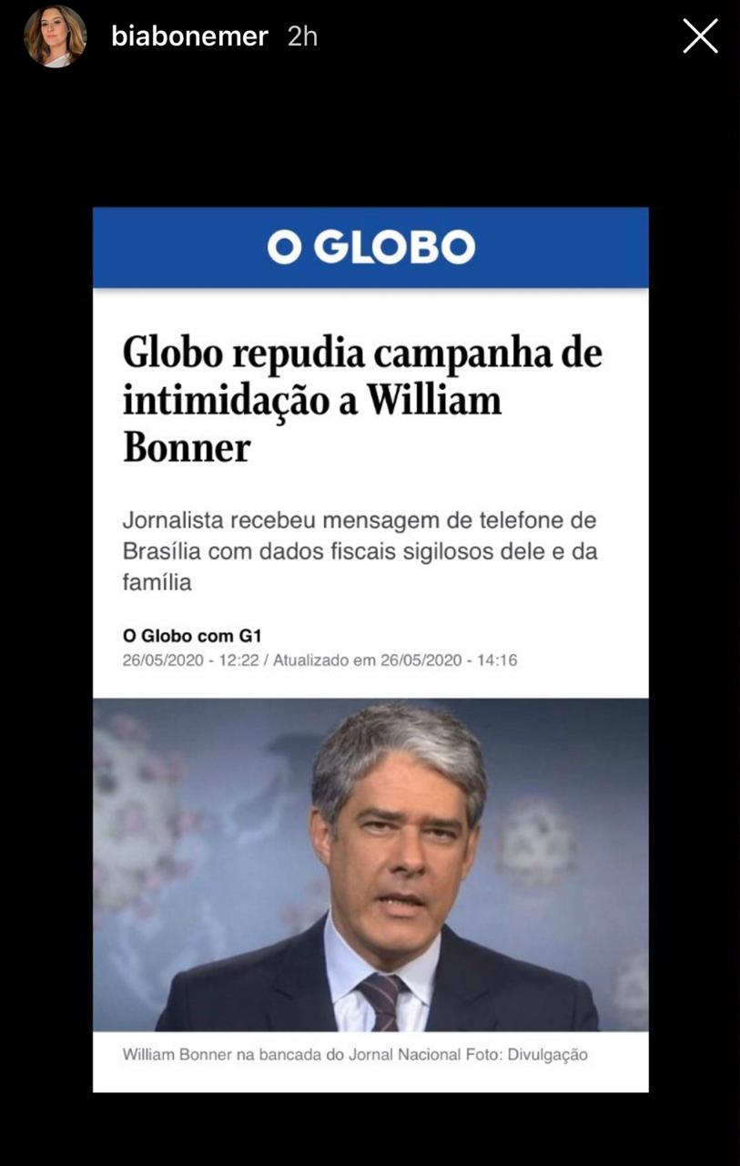 Bia Bonemer se manifesta em defesa de sua família (Foto: Reprodução)