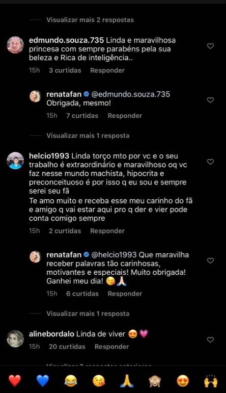 Comentários dos fãs de Renata Fan (Imagem: Reprodução)