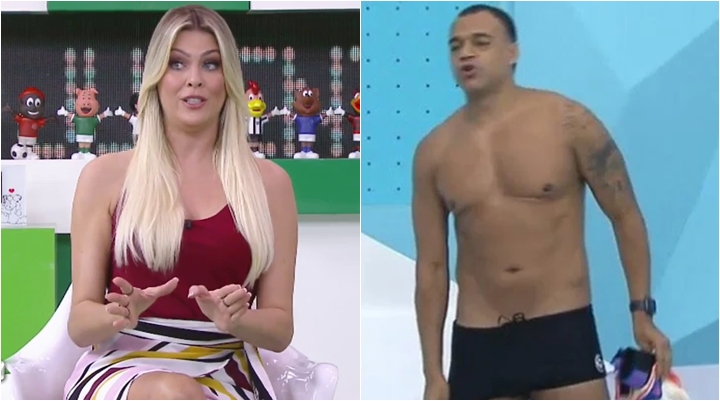 Denílson surge em vídeo sobre pegação com Renata Fan e relação dos dois atrás das câmeras vaza: 'A cara dela'