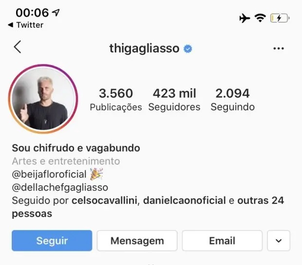 Publicação de Thiago Gagliasso (Foto: Reprodução)