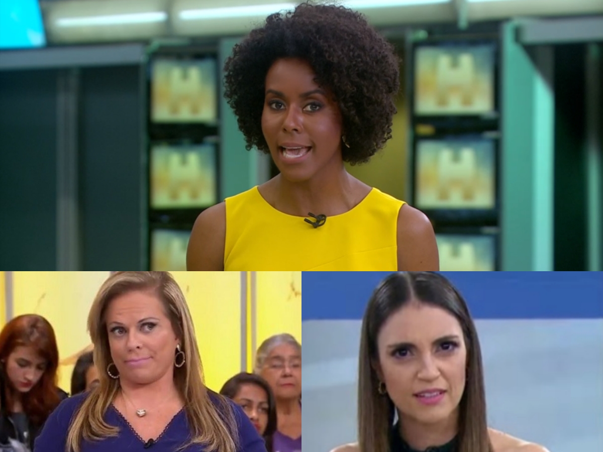 Audiência da TV desta terça-feira, 26 de maio: Maju Coutinho sobe igual foguete na Globo, Triturando derruba e Christina Rocha salva o dia do SBT (Foto: Reprodução/Montagem TV Foco)