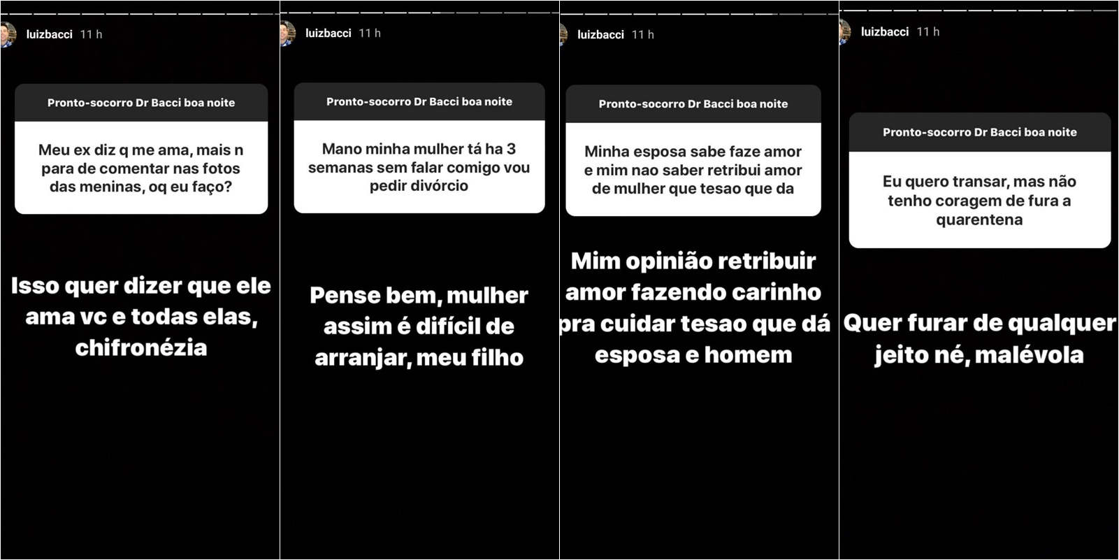 Luiz Bacci respondendo seus seguidores no Instagram (Foto: reprodução)