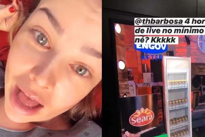 Fernanda Souza assistiu à live de Thiaguinho (Foto: Reprodução/Instagram)