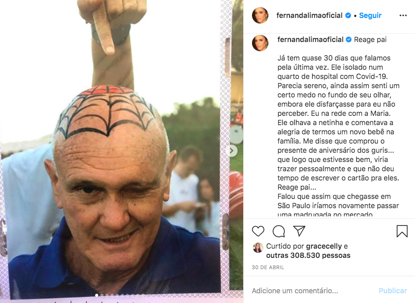 A famosa apresentadora da Globo, Fernanda Lima deixou os seus seguidores preocupados ao falar sobre a saúde de seu pai publicamente (Foto: Reprodução/Instagram)