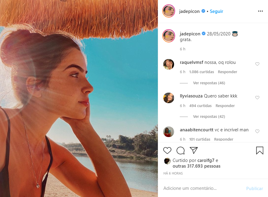 Jade Picon faz postagem enigmática e pega o público de surpresa (Foto: Reprodução)