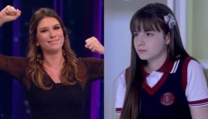 Rebeca Abravanel no Roda a Roda e Sophia Valverde em As Aventuras de Poliana; filha de Silvio Santos alavancou audiência da novela (Foto: Reprodução/SBT/Montagem)