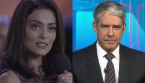 Juliana Paes (Carolina) em Totalmente Demais e William Bonner no Jornal Nacional: audiência em alta (Foto: Reprodução/Globo/Montagem)