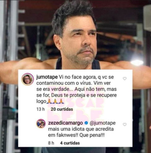 Zezé di Camargo em resposta a uma seguidora no Instagram (Foto: reprodução)