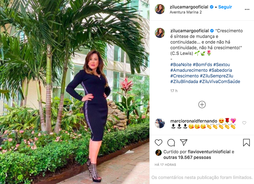 A famosa empresária e ex-mulher do cantor sertanejo Zezé Di Camargo, ZIlu voltou a chamar a atenção dos internautas (Foto: Reprodução/Instagram)