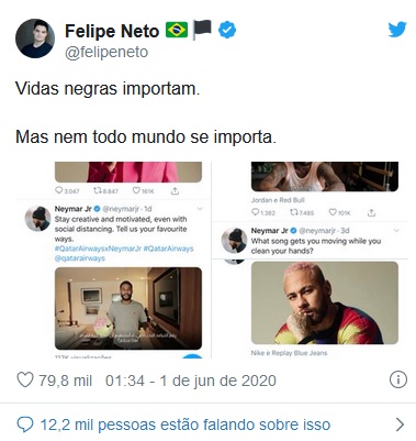 Publicação de Felipe Neto (Foto: Reprodução/Twitter)