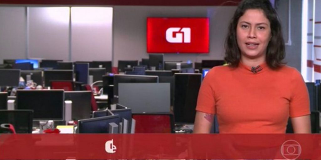 Âncora: Redação de jornalismo da Globo apareceu vazia em transmissão ao vivo na TV (Foto: Reprodução)