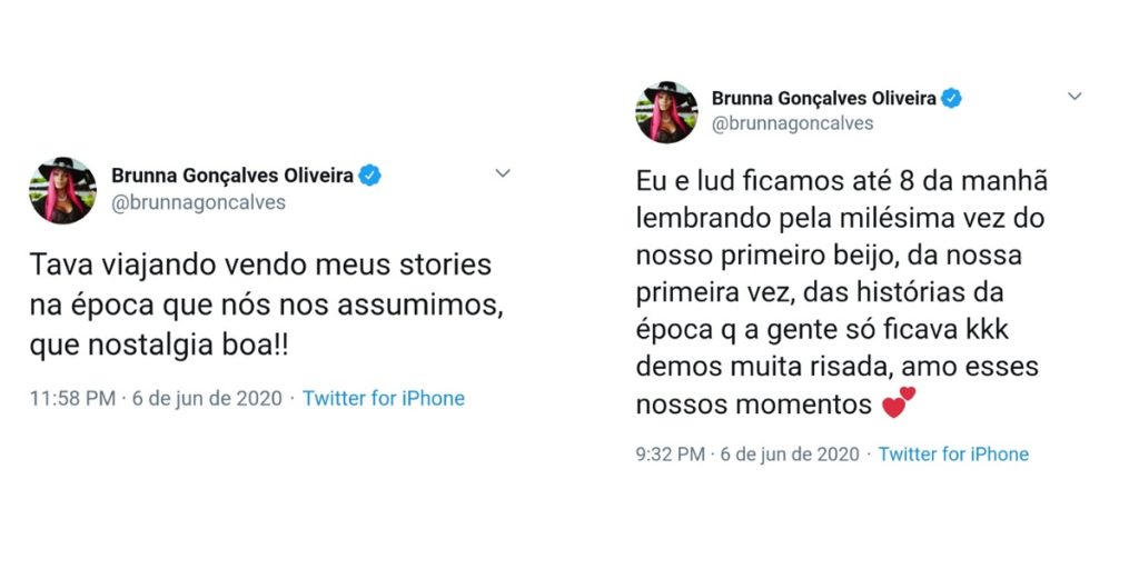 Brunna Gonçalves fala sobre madrugada com Ludmilla no twitter (Foto: Reprodução/Twitter)