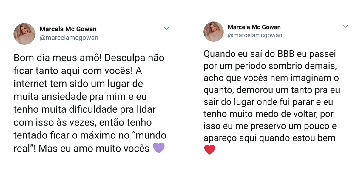 Marcela Mc Gowan explica motivo por sumiço em redes (Foto: Reprodução/Twitter)