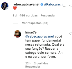 Resposta de um internauta para o comentário de Rebeca Abravanel (Foto: Reprodução)