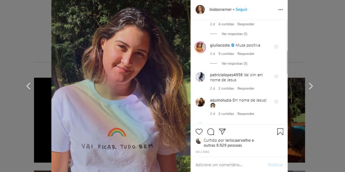 Bia Bonemer, filha de William Bonner e Fátima Bernardes, foi elogiada por Giulia Costa (Foto: Reprodução/Instagram)
