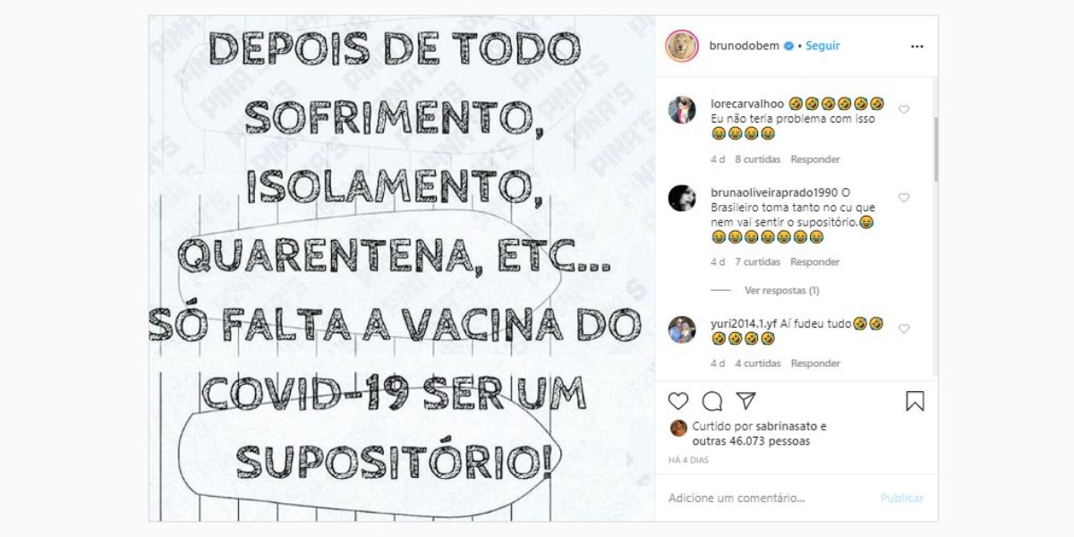 Bruno divertiu o público nas redes sociais (Foto: Reprodução/Instagram)