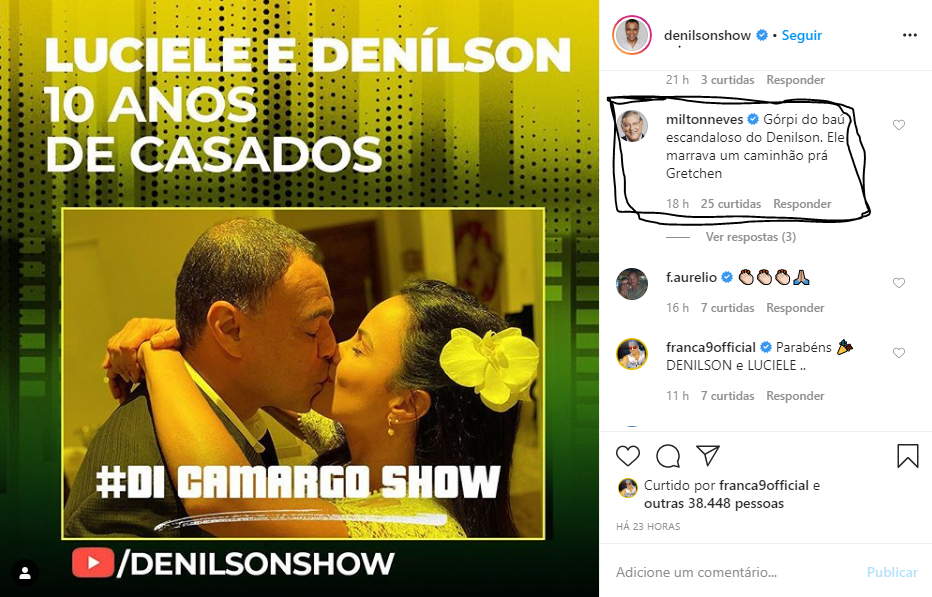 Denílson foi desmascarado por Milton Neves (Foto: Reprodução/ Instagram)