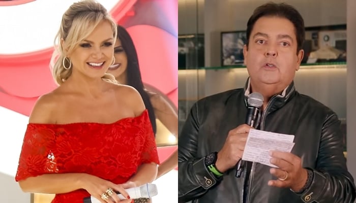 Eliana em seu programa no SBT e Faustão no Domingão; loira venceu a Globo e foi líder de audiência (Foto: Rodrigo Belentani/SBT e Reprodução/Globo/Montagem)