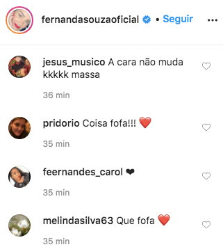 Fernanda Souza foi elogiada por uma foto da infância (Foto: reprodução/Instagram)