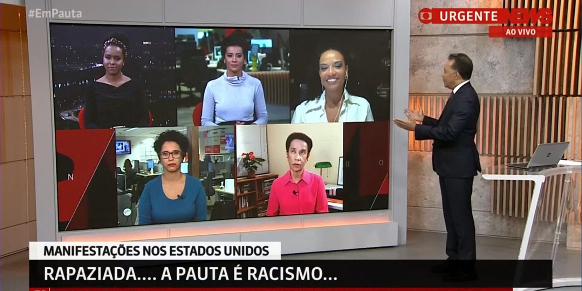 Heraldo Pereira no comando da edição histórica do programa Em Pauta que debateu sobre racismo (Foto: Reprodução/Globo News)