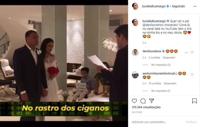 Luciele Di Camargo e Denílson renovaram os laços matrimoniais (Reprodução)