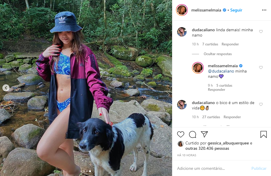 Mel Maia surgiu com seu cachorro de estimação em passeio na cachoeira (Foto: Reprodução/ Instagram)