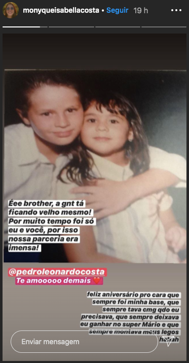 Monyque Costa, filha de Leonardo, homenageou seu irmão Pedro (Foto: reprodução/Instagram)