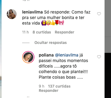 Poliana Rocha, esposa de Leonardo e mãe de Zé Felipe, respondeu internauta (Reprodução)