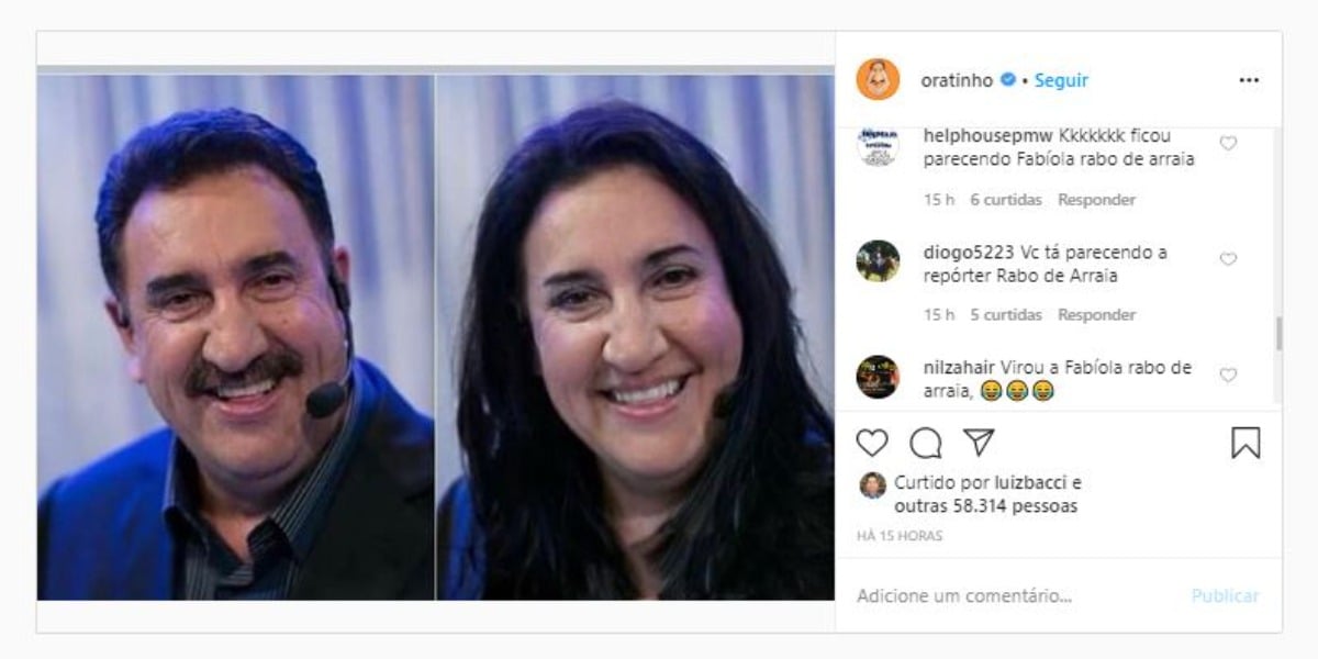 Ratinho Apresentador foi comparado à Fabíola Gadelha (Foto: Reprodução/Instagram)