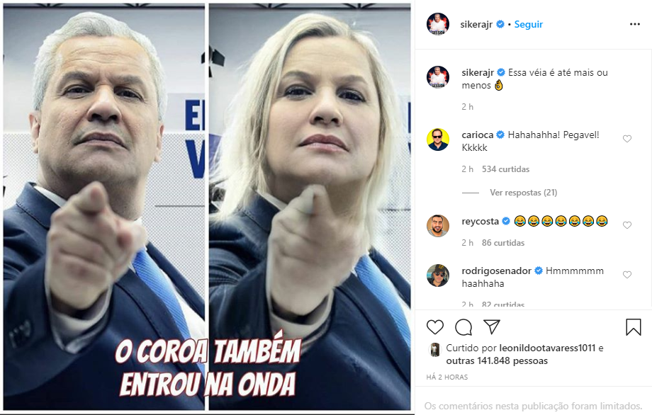 Sikêra Jr. mostrou sua versão feminina (Foto: Reprodução/ Instagram)