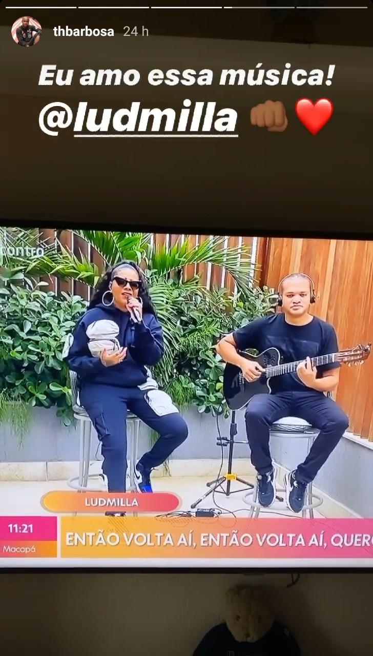 Thiaguinho compartilhou um storie com música de Ludmilla (Foto: reprodução/Instagram)