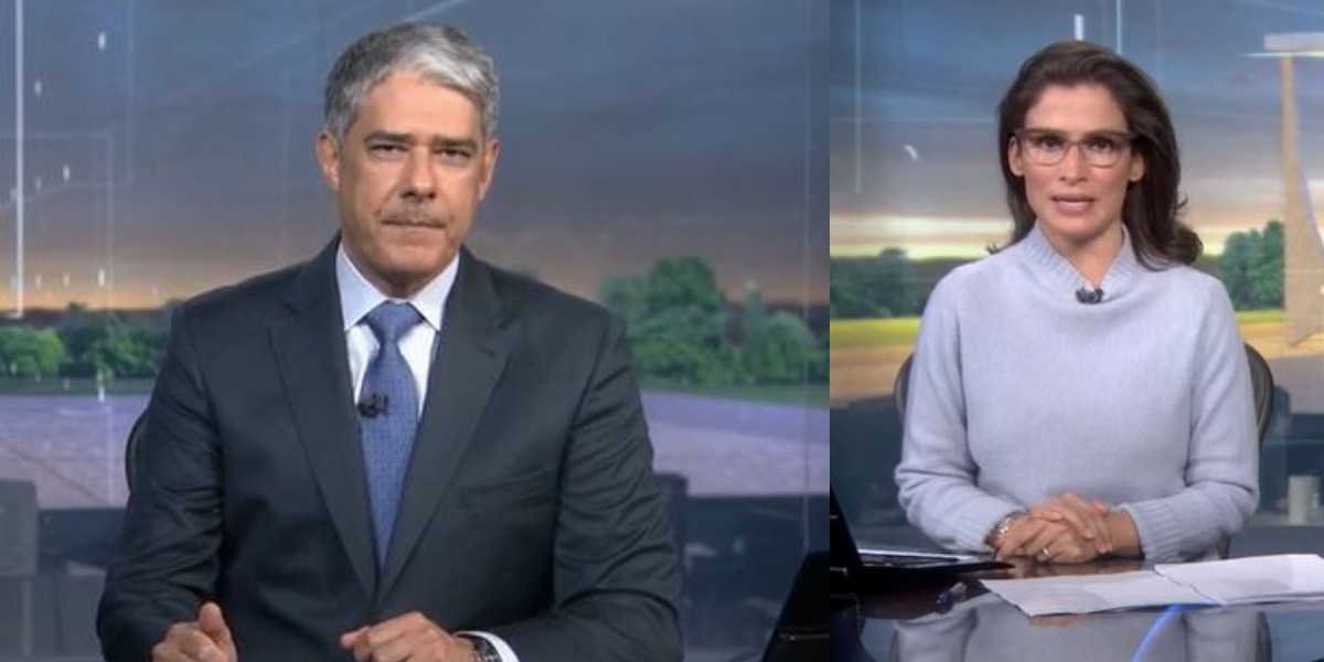 William Bonner e Renata Vasconcellos na bancada do Jornal Nacional de ontem (Foto: Reprodução/TV Globo)