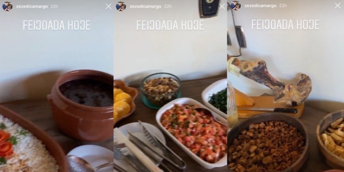 Feijoada caprichada na Fazenda de Zezé Di Camargo foi preparada por sua cabeleireira (Montagem: TV Foco/ Instagram)