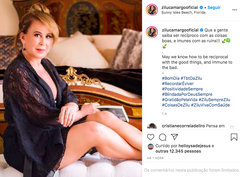 A famosa empresária e ex-esposa de Zezé Di Camargo, Zilu Godoi deixou os seus seguidores babando ao aparecer de lingerie transparente (Foto: Reprodução/Instagram)