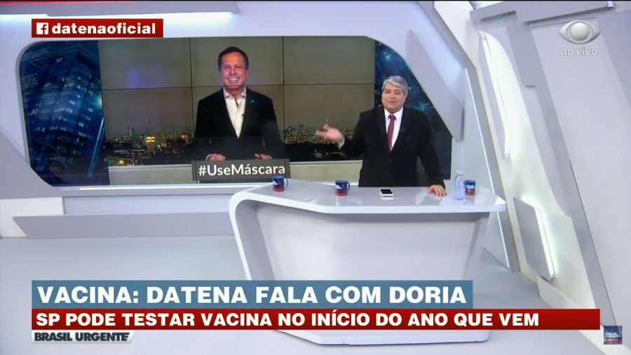 João Dória participou do programa Brasil Urgente com Datena (Foto: Divulgação)