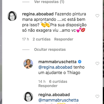 Print do comentário no Instagram de Mamma (Foto: Reprodução)