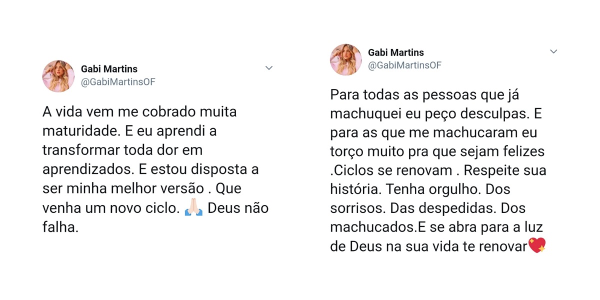 Gabi Martins faz pedido de desculpas e revela amadurecimento pós reality (Foto: Reprodução/Twitter)