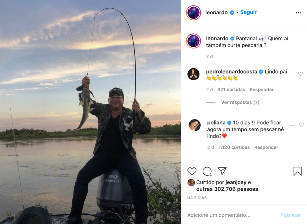 Leonardo em publicação no Instagram com comentário de Poliana Rocha (Foto: Reprodução)