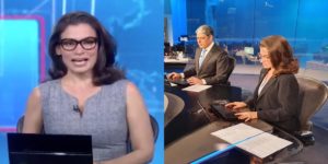 Renata Vasconcellos e William Bonner à frente do Jornal Nacional, o maior noticiário do país (Foto: Reprodução / TV Globo)